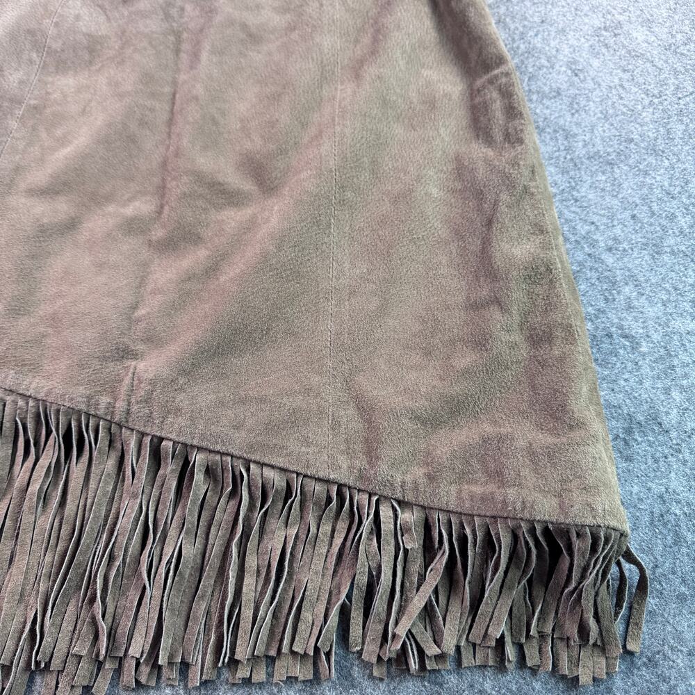 B Lucid Women's 12 Cream Western Prairie Leather Split Fringe Mini Skirt - Picture 7 of 7